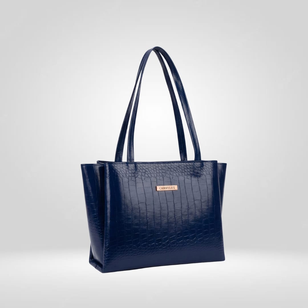 Large Capacity Croco Pattern Tote Bags For Womens Big Purses And Handbags Ladies Big Shoulder Bag(BLUE)