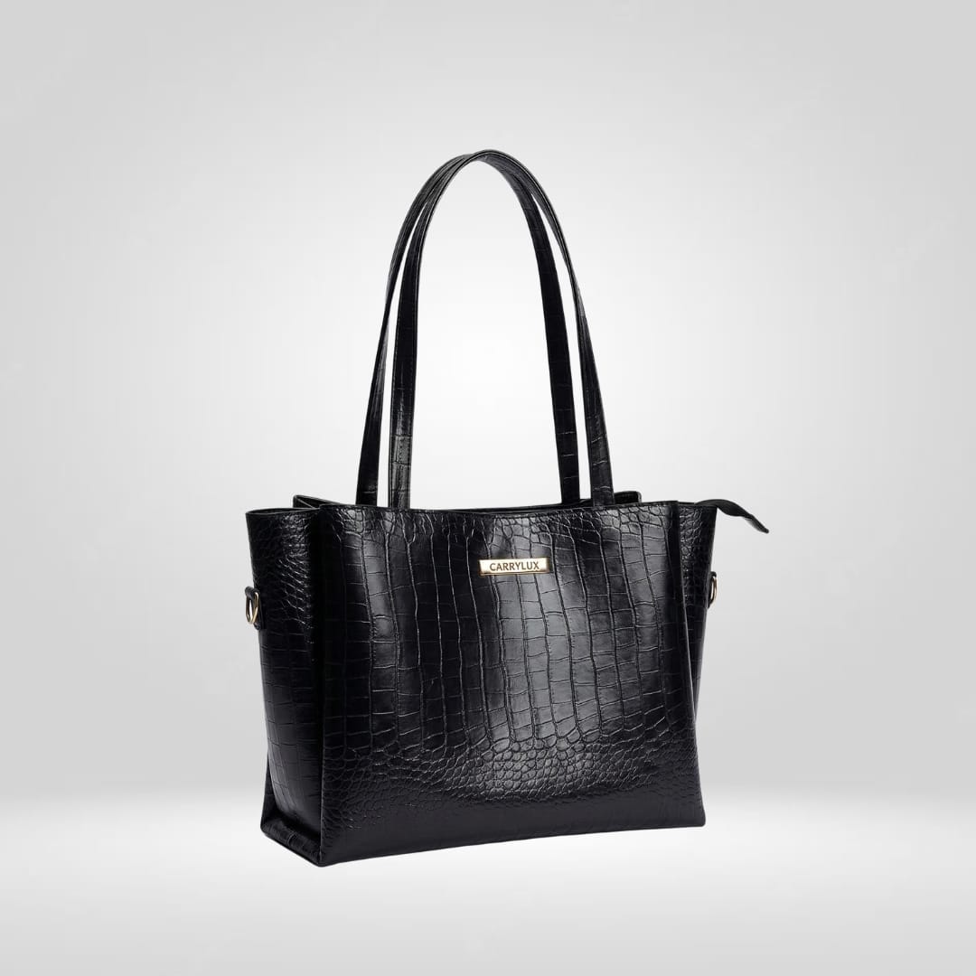 Large Capacity Croco Pattern Tote Bags For Womens Big Purses And Handbags Ladies Big Shoulder Bag(BLACK)