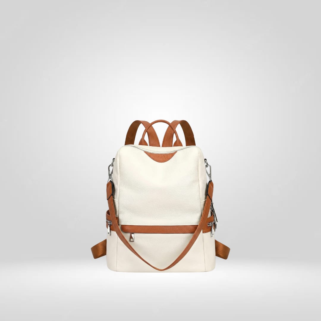 Women’s Leather Backpack – Elegant Convertible Backpack Purse and Stylish Leather Shoulder Bag for Everyday Use(OFF WHITE)