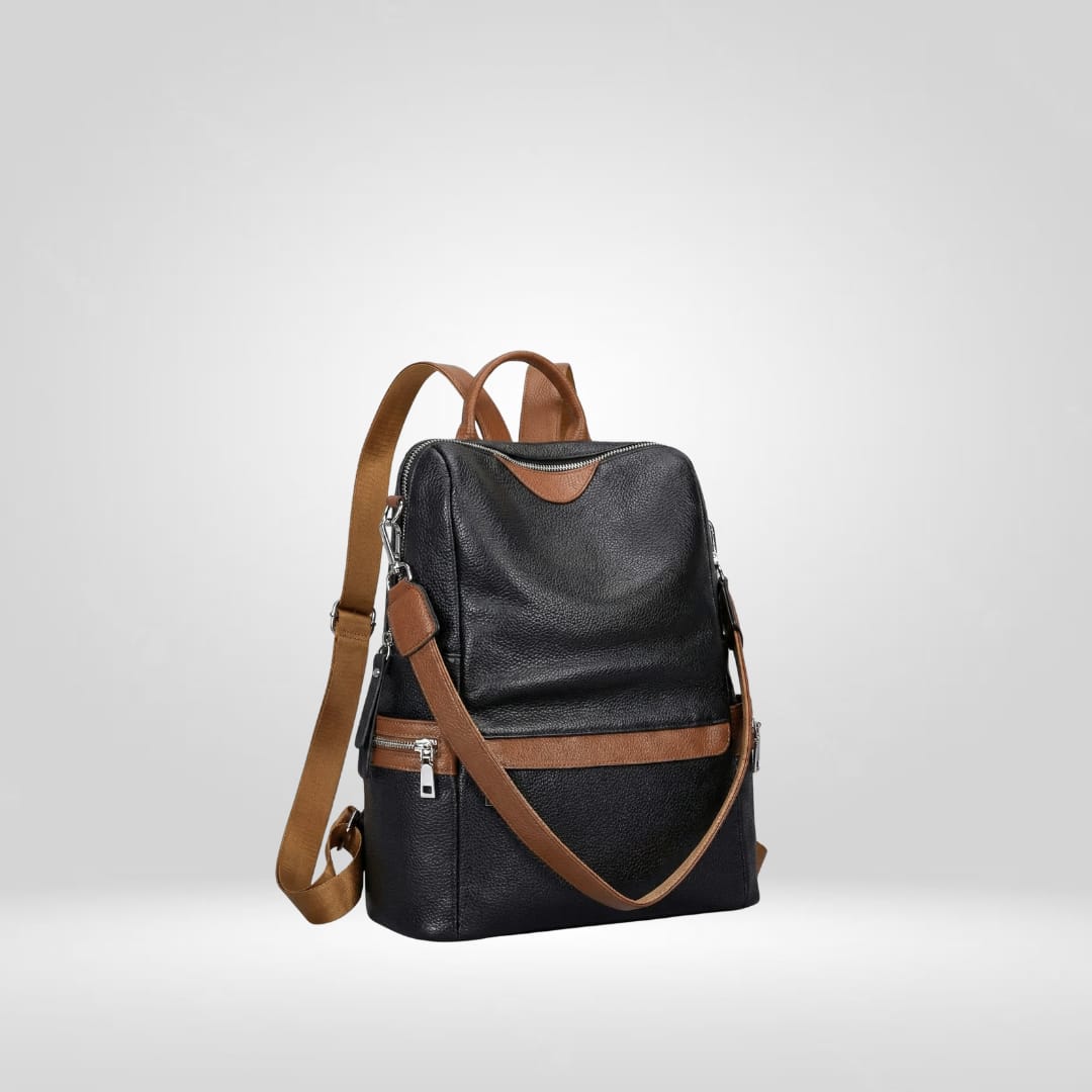 Women’s Leather Backpack – Elegant Convertible Backpack Purse and Stylish Leather Shoulder Bag for Everyday Use(BLACK)