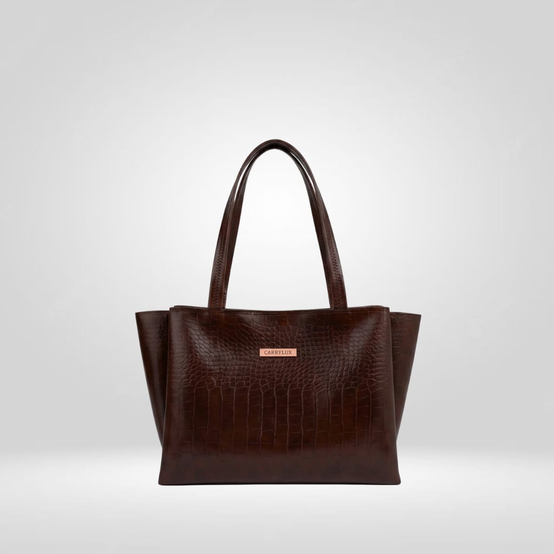 Large Capacity Croco Pattern Tote Bags For Womens Big Purses And Handbags Ladies Big Shoulder Bag(BROWN)