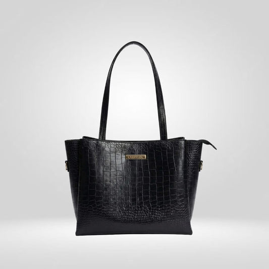 Large Capacity Croco Pattern Tote Bags For Womens Big Purses And Handbags Ladies Big Shoulder Bag(BLACK)