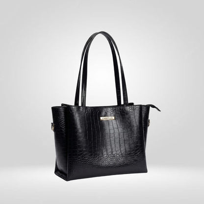 Large Capacity Croco Pattern Tote Bags For Womens Big Purses And Handbags Ladies Big Shoulder Bag(BLACK)